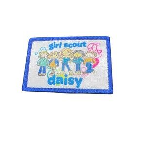 NEW Girl Scout Daisy 2.5" Embroidered Patch Badge Rectangle Blue Camping Scouts